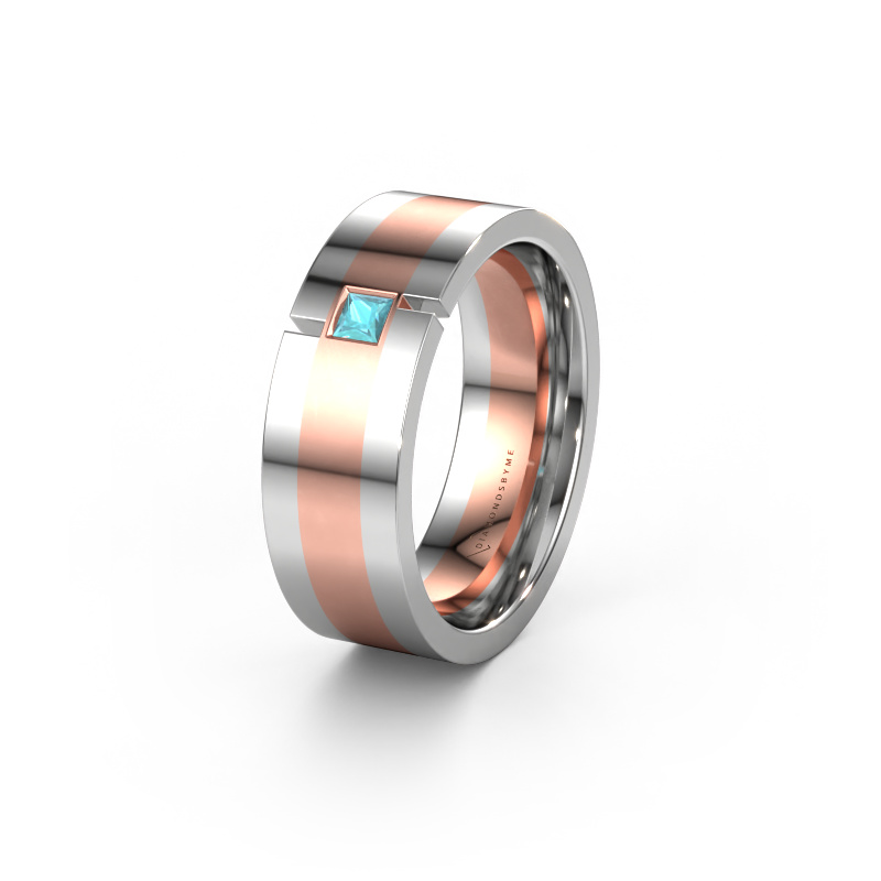 Image of Wedding ring WH2042P 585 rose gold ±7x2.4 mm Blue topaz