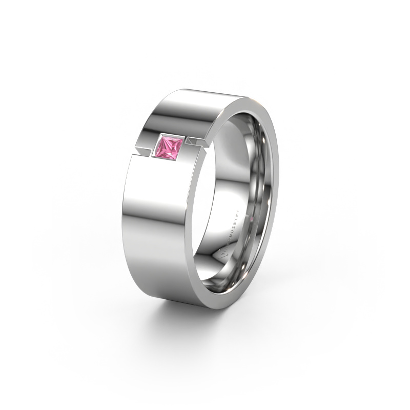Image of Wedding ring WH2042P 950 platinum ±0.28x0.09in Pink sapphire