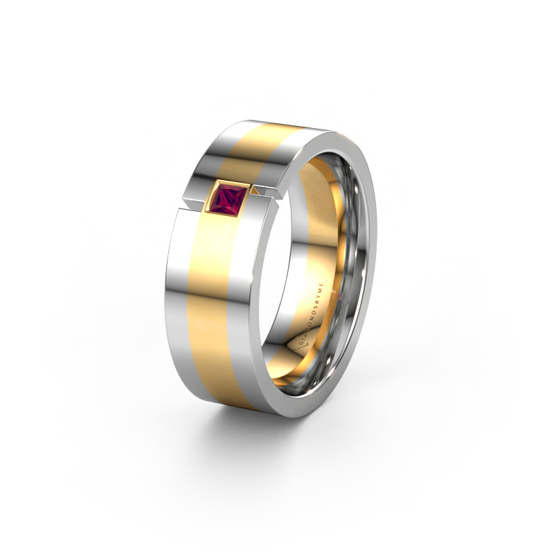 Image of Wedding ring WH2042P 585 gold ±0.28x0.09in Rhodolite