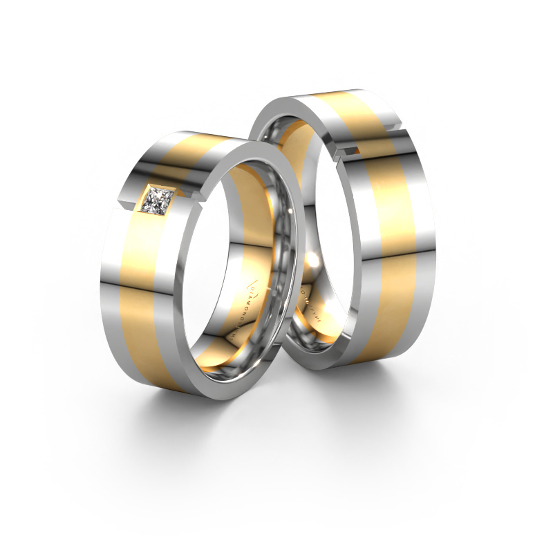 Bild von Eheringe set WH2042LM17CP ±7x2.2 mm 14 Karat Gold Diamant 0.10 crt