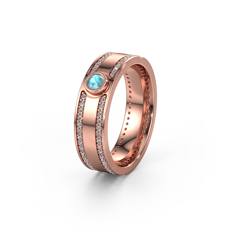 Image of Wedding ring WH2044P 585 rose gold ±0.24x0.08 in Blue topaz