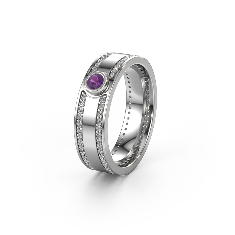 Image of Wedding ring WH2044P 585 white gold ±0.24x0.08 in Amethyst