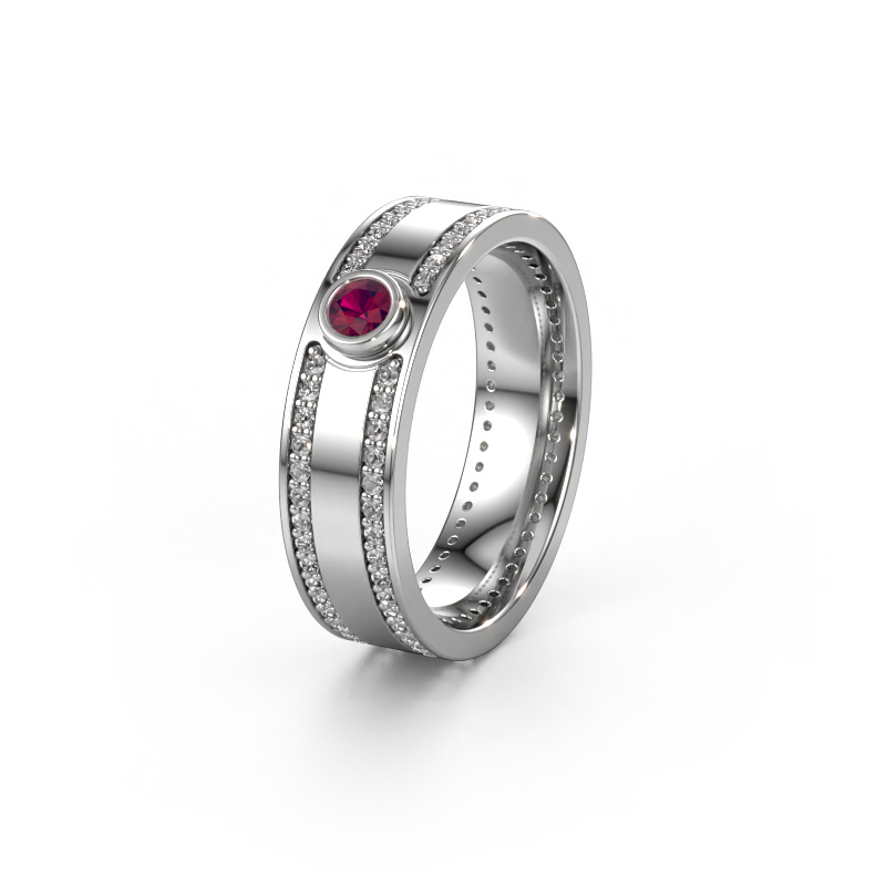 Image of Wedding ring WH2044P 585 white gold ±0.24x0.08 in Rhodolite