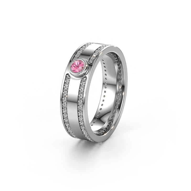 Image of Wedding ring WH2044P 950 platinum ±0.24x0.08 in Pink sapphire