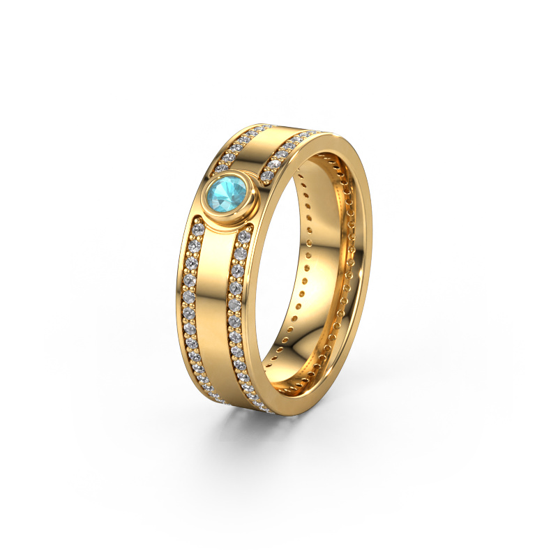 Image of Wedding ring WH2044P 585 gold ±0.24x0.08 in Blue topaz