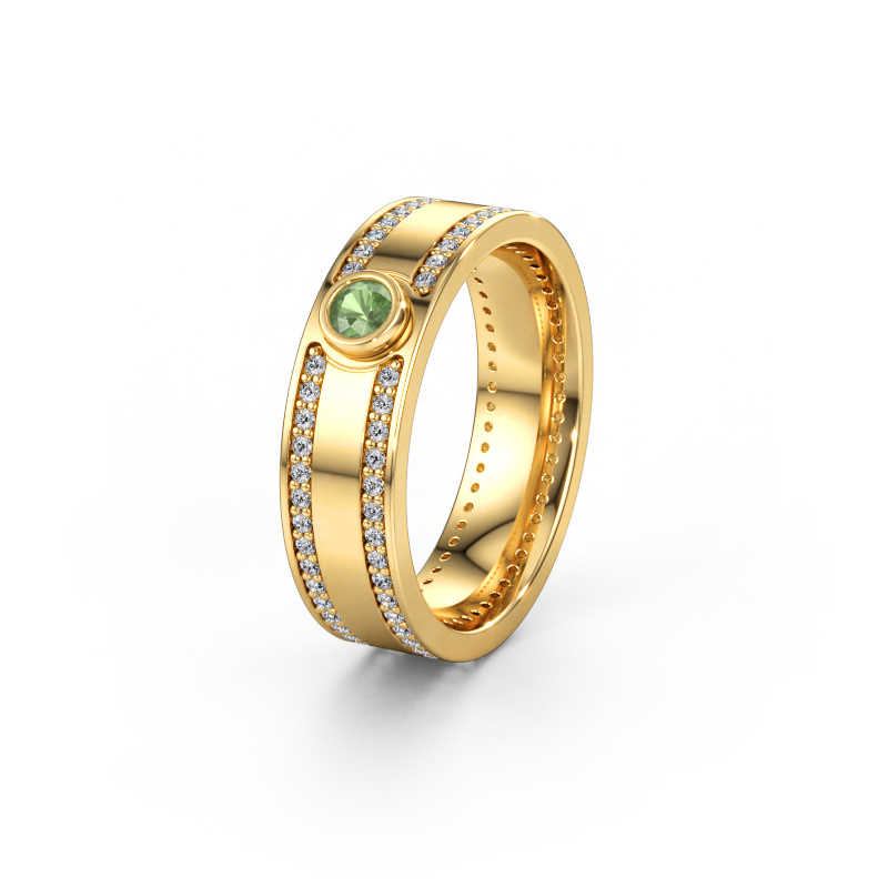 Bild av Vigselring WH2044P 585 gult guld ±6 x 2 mm Grön turmalin