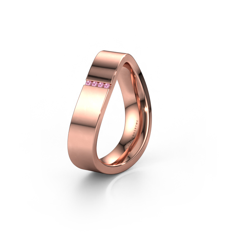 Image of Wedding ring WH2046LP 585 rose gold ±0.20x0.09in Pink sapphire