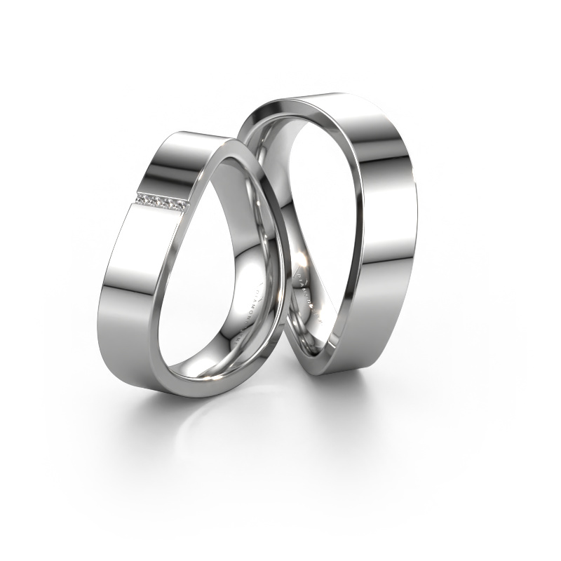 Image of Wedding rings set WH2046LM15CP ±5x2.2 mm 14 Carat white gold Diamond 0.007 crt