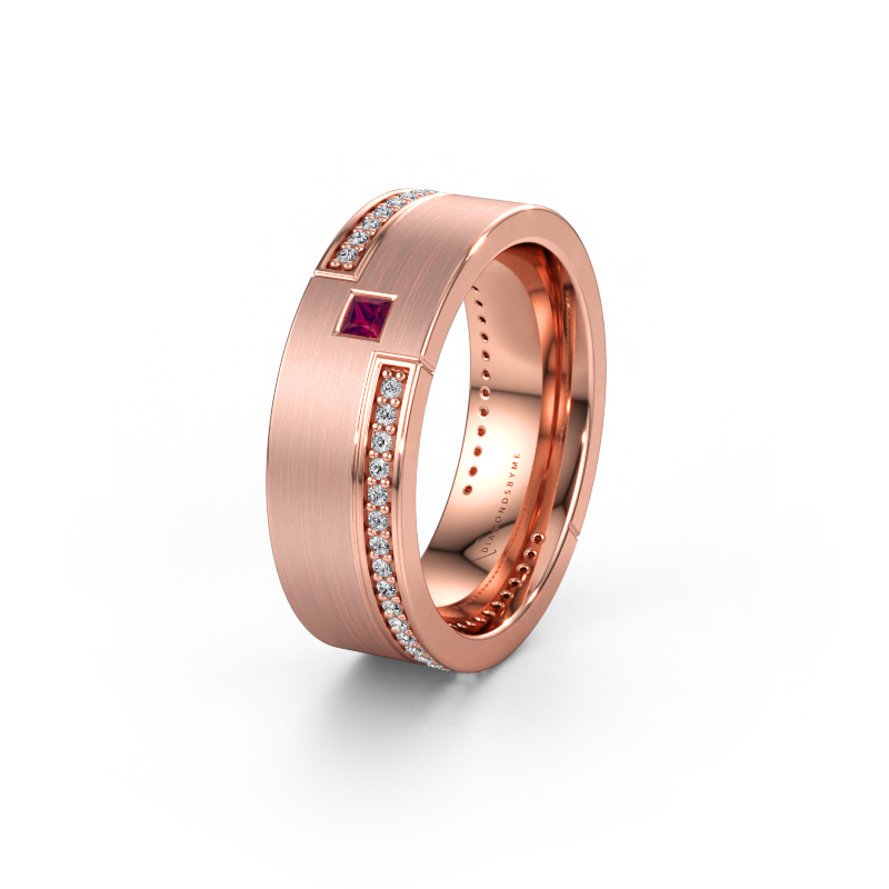 Bild av Vigselring WH2048L17DM 585 roséguld ±7 x 2,4 mm Rodolit