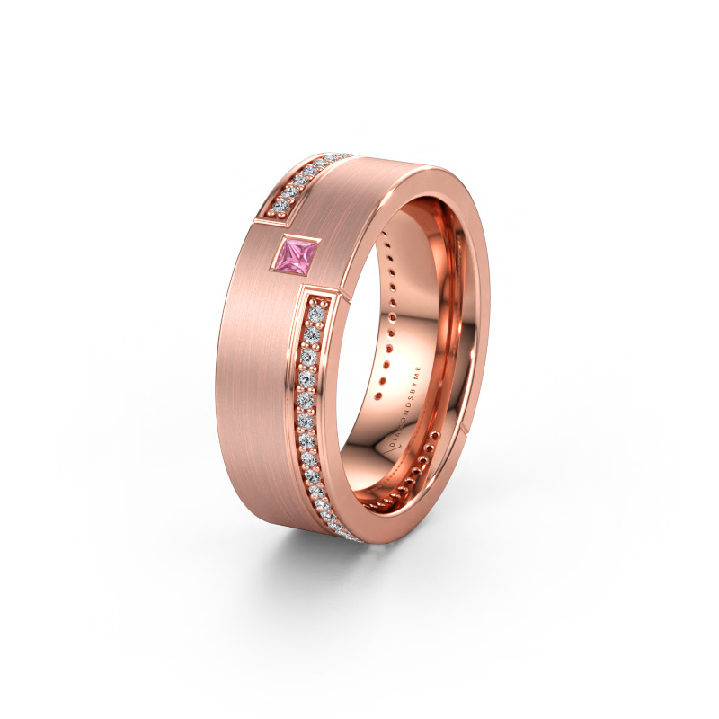 Immagine di Fede nuziale WH2048L17DM 585 oro rosa ±7 x 2,4 mm Zaffiro rosa