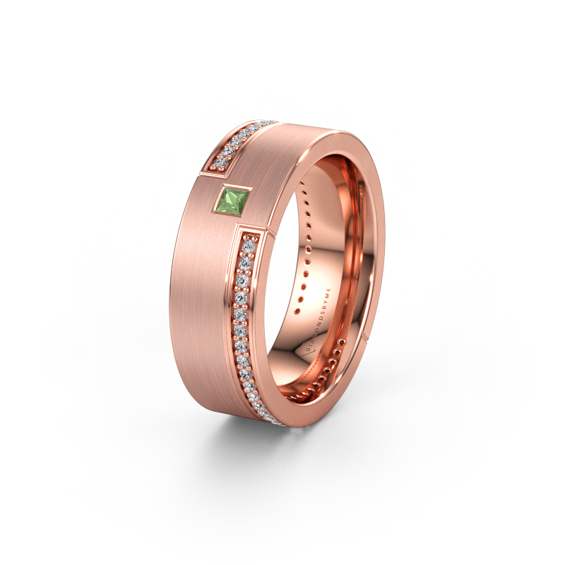 Immagine di Fede nuziale WH2048L17DM 585 oro rosa ±7 x 2,4 mm Tormalina verde