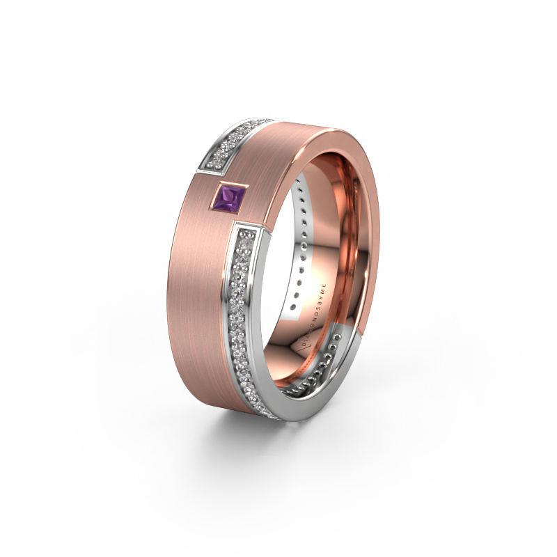 Image of Wedding ring WH2048L17DM 585 rose gold ±0.28x0.09in Amethyst