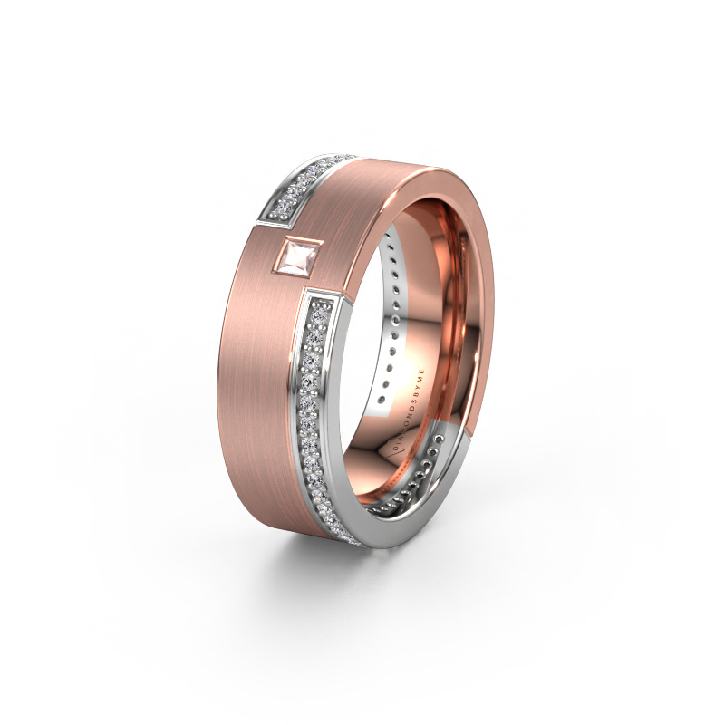 Image of Wedding ring WH2048L17DM 585 rose gold ±0.28x0.09in Morganite champagne