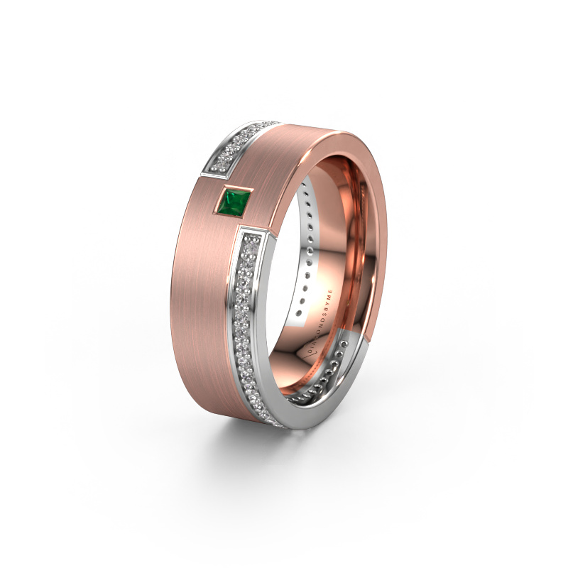 Bild von Ehering WH2048L17DM 585 Roségold ±7x2.4 mm Smaragd