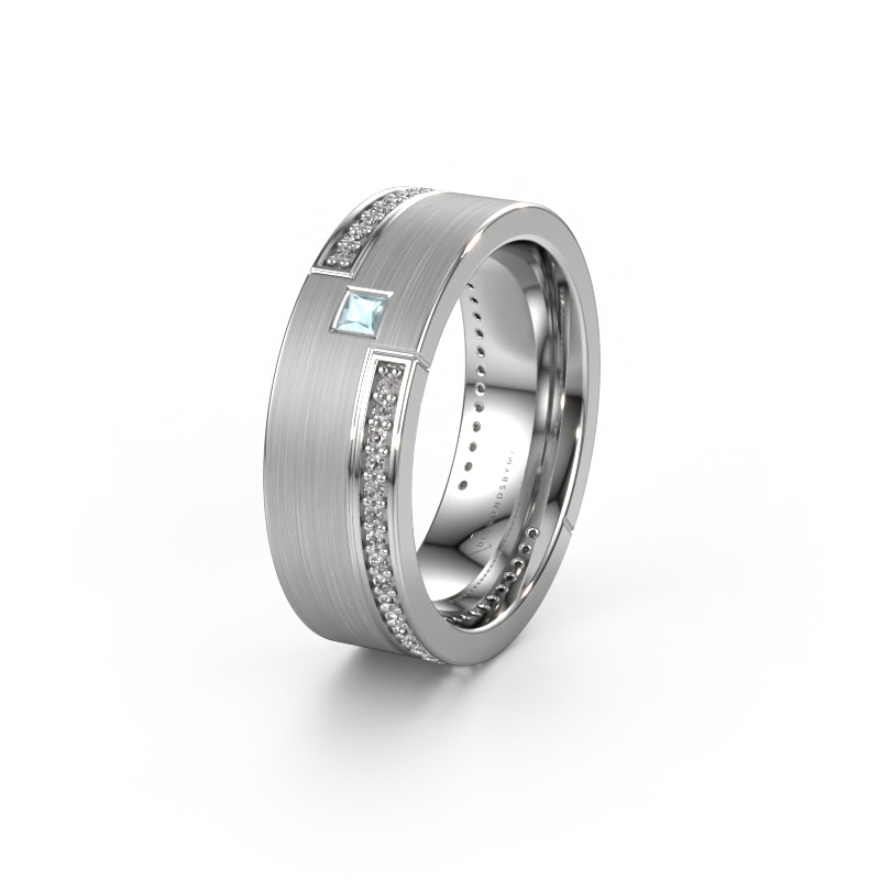 Bild von Ehering WH2048L17DM 585 Weißgold ±7x2.4 mm Aquamarin
