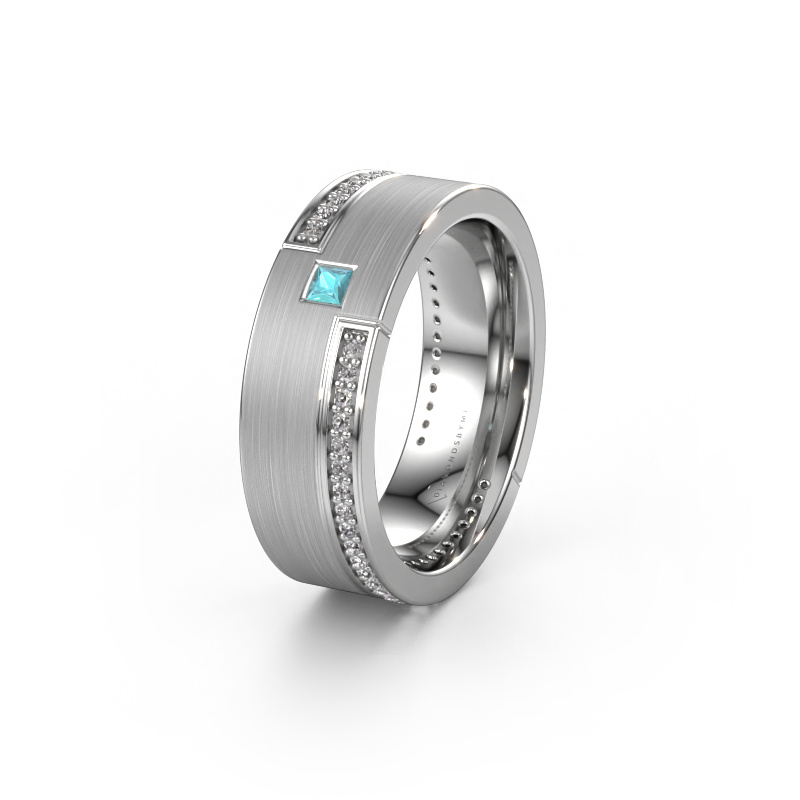 Image of Wedding ring WH2048L17DM 585 white gold ±0.28x0.09in Blue topaz