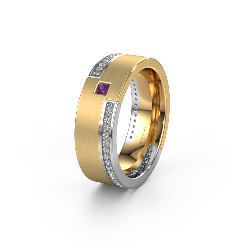 Image of Wedding ring WH2048L17DM 585 gold ±7x2.4 mm Amethyst