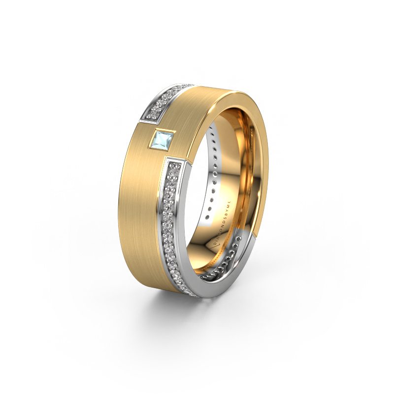 Image of Wedding ring WH2048L17DM 585 gold ±0.28x0.09in Aquamarine