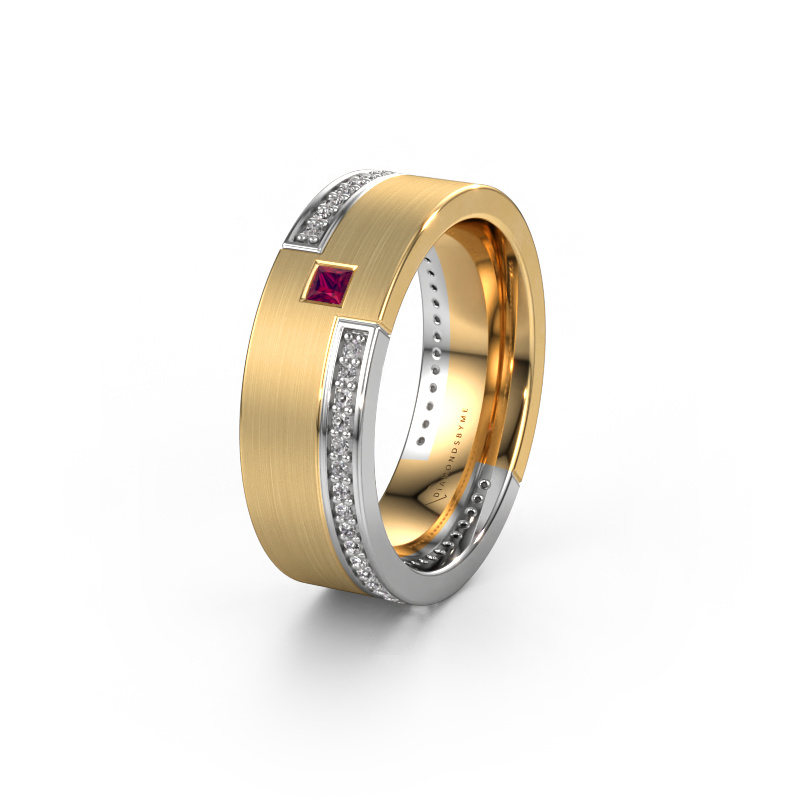 Bild von Ehering WH2048L17DM 585 Gold ±7x2.4 mm Rhodolit