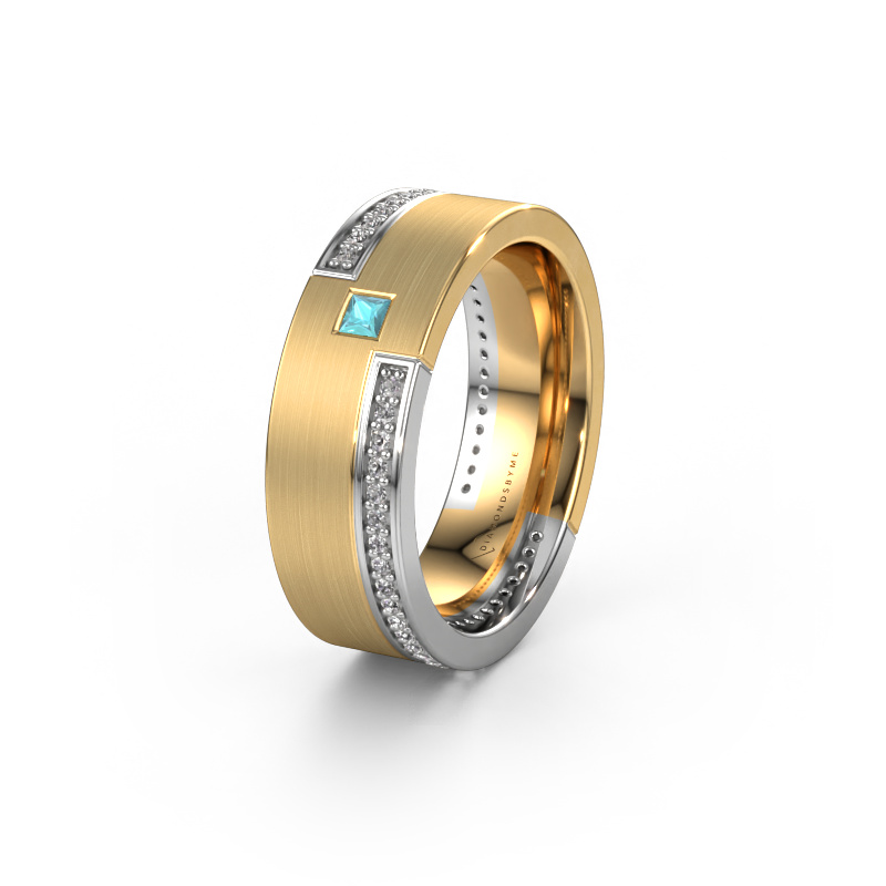 Image of Wedding ring WH2048L17DM 585 gold ±0.28x0.09in Blue topaz
