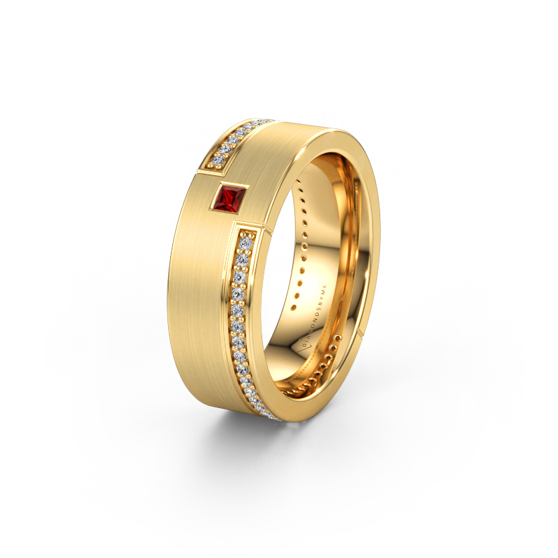 Bild av Vigselring WH2048L17DM 585 gult guld ±7 x 2,4 mm Granat