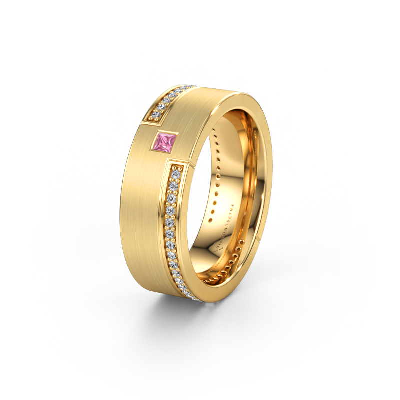 Immagine di Fede nuziale WH2048L17DM 585 oro ±7 x 2,4 mm Zaffiro rosa