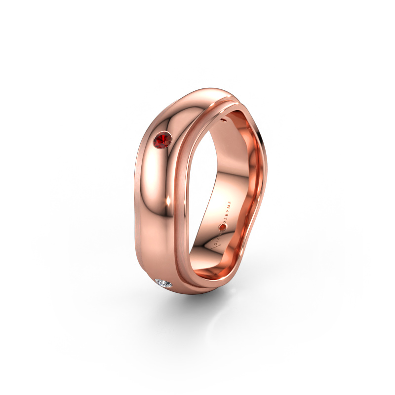 Bild av Vigselring WH2050L26DP 585 roséguld ±6 x 2,4 mm Granat