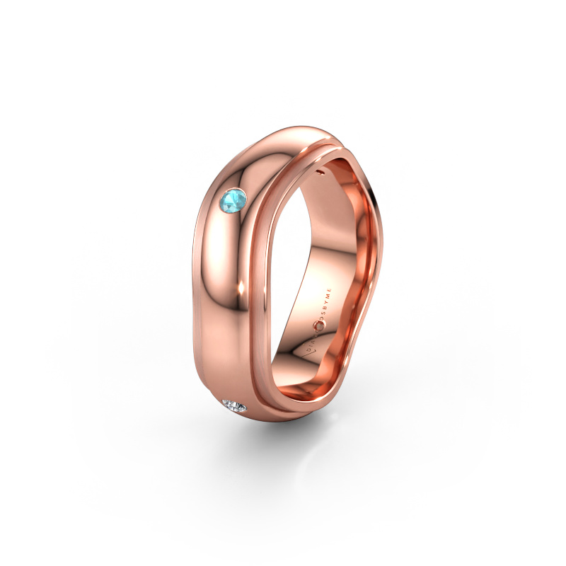Bild av Vigselring WH2050L26DP 585 roséguld ±6 x 2,4 mm Blå topas