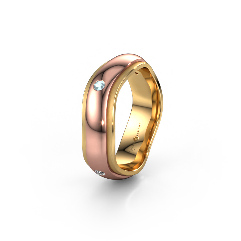 Image of Wedding ring WH2050L26DP 585 rose gold ±0.24x0.09in Aquamarine