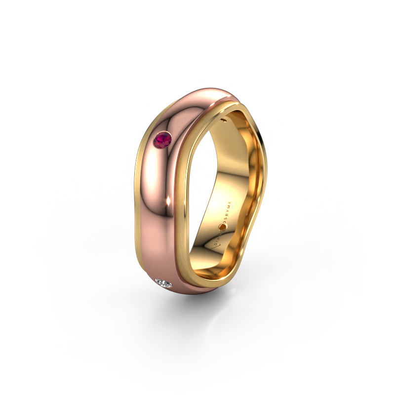 Image of Wedding ring WH2050L26DP 585 rose gold ±0.24x0.09in Rhodolite
