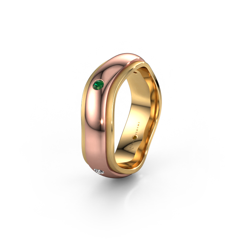 Image of Wedding ring WH2050L26DP 585 rose gold ±6x2.4 mm Emerald