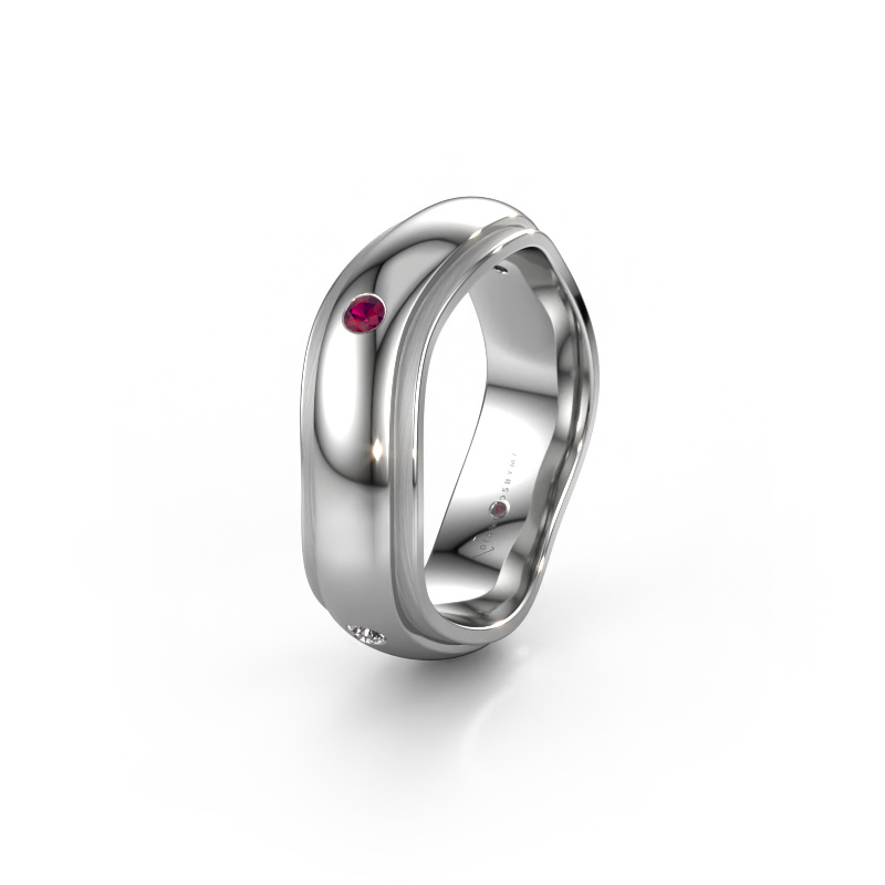 Image of Wedding ring WH2050L26DP 950 platinum ±0.24x0.09in Rhodolite