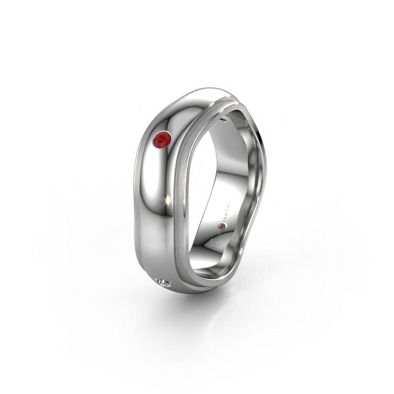 Image of Wedding ring WH2050L26DP 950 platinum ±6x2.4 mm Ruby