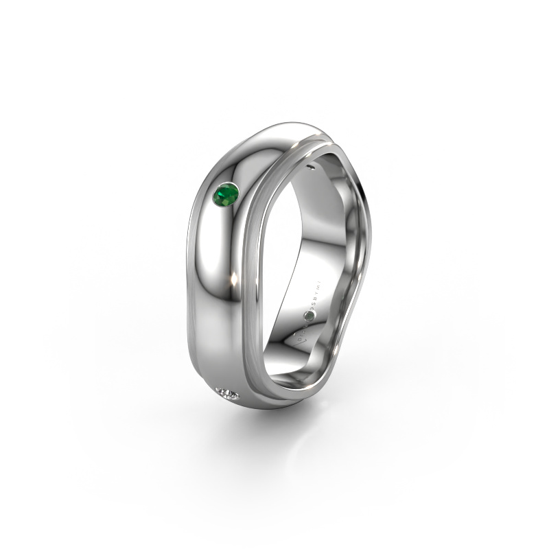 Image of Wedding ring WH2050L26DP 950 platinum ±6x2.4 mm Emerald