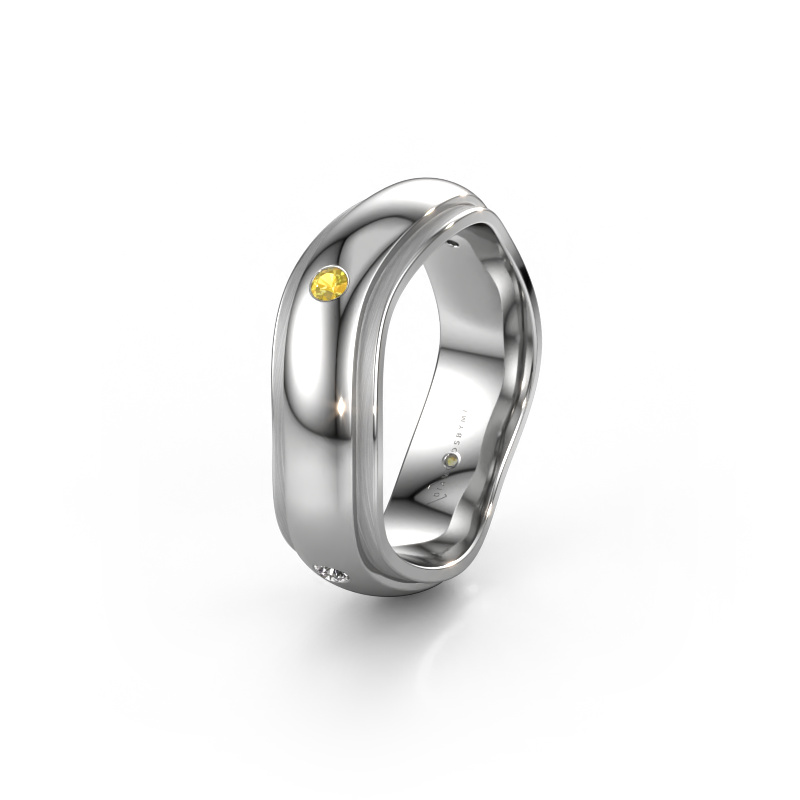 Image of Wedding ring WH2050L26DP 950 platinum ±0.24x0.09in Yellow sapphire