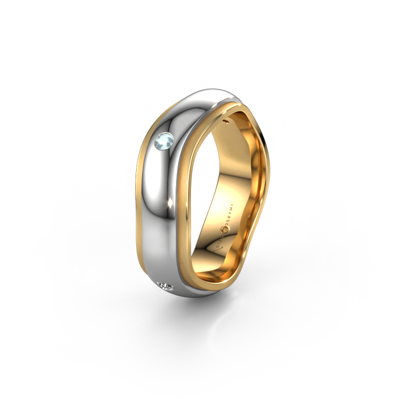 Bild von Ehering WH2050L26DP 585 Weißgold ±6x2.4 mm Aquamarin