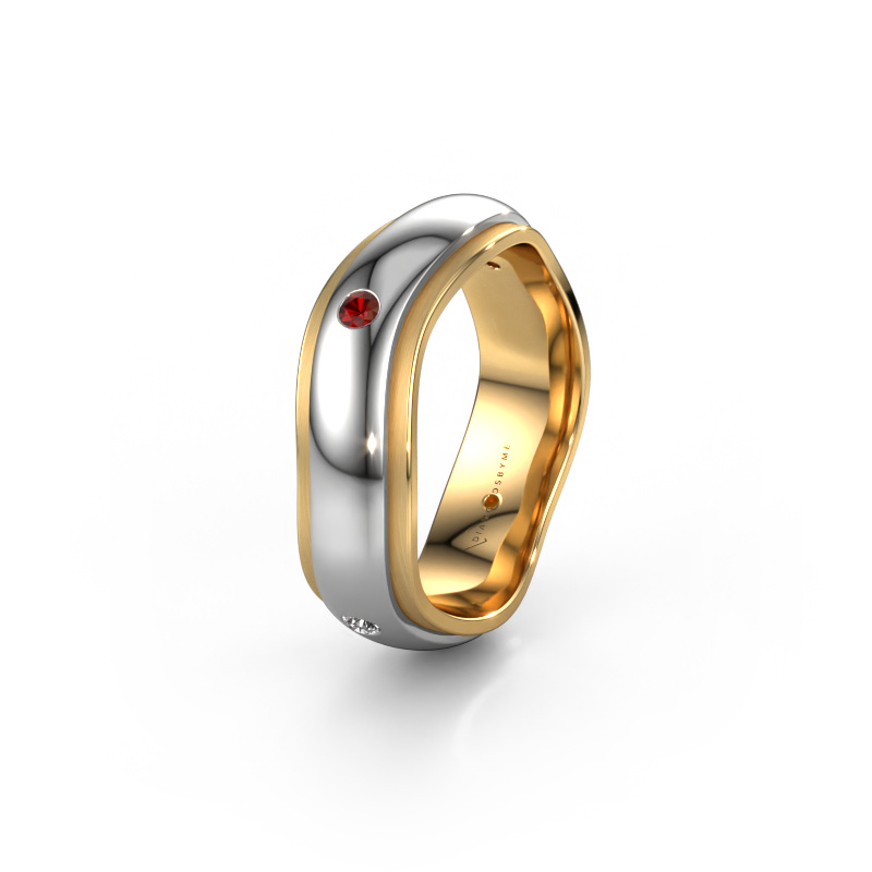 Bild von Ehering WH2050L26DP 585 Weißgold ±6x2.4 mm Granat