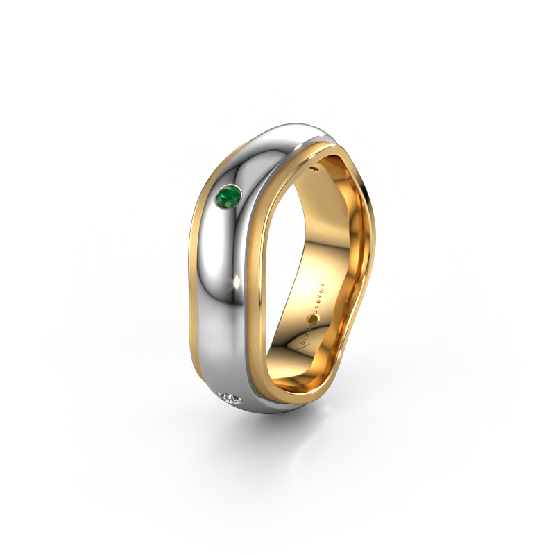 Image of Wedding ring WH2050L26DP 585 white gold ±0.24x0.09in Emerald