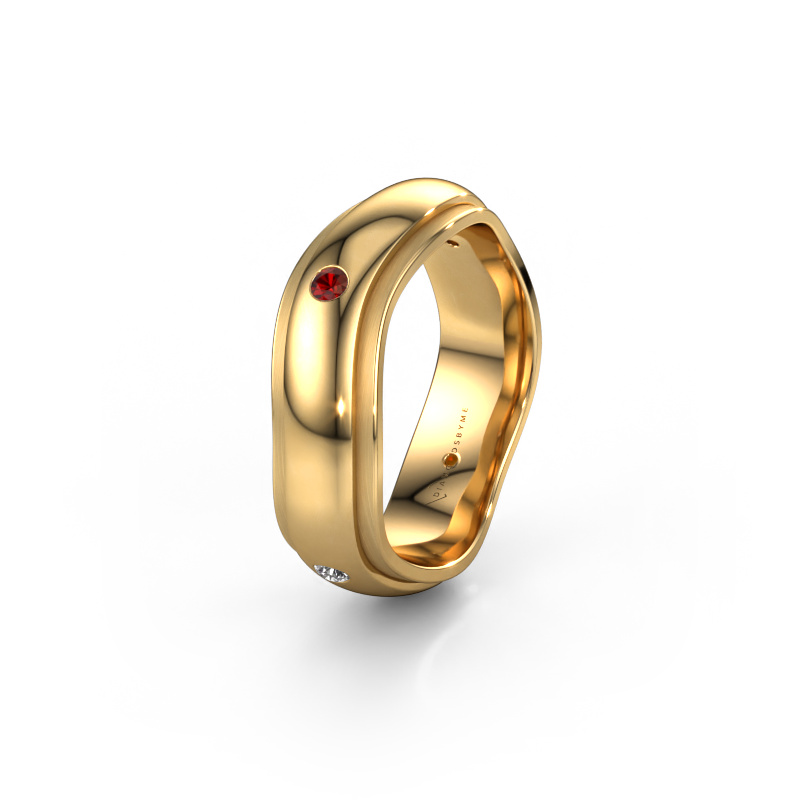Image of Wedding ring WH2050L26DP 585 gold ±6x2.4 mm Garnet
