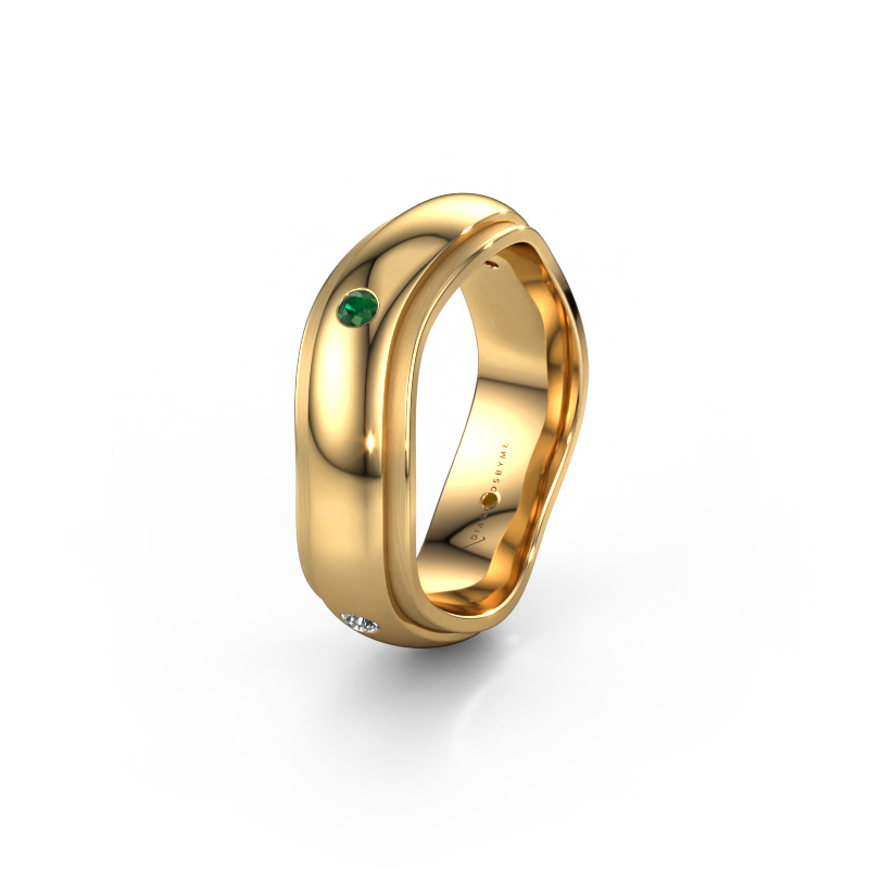 Image of Wedding ring WH2050L26DP 585 gold ±6x2.4 mm Emerald