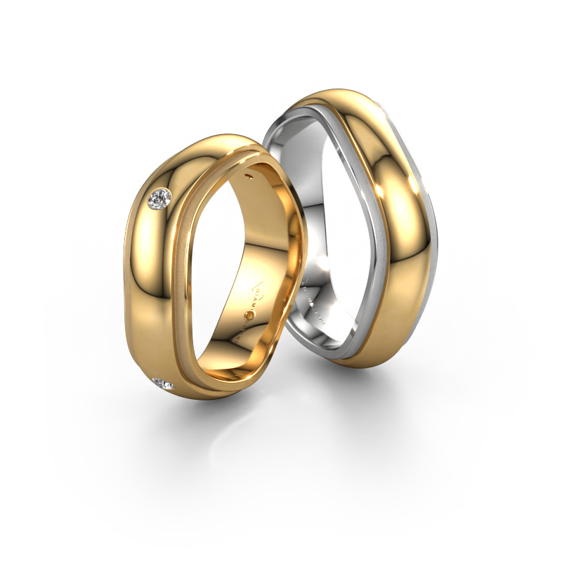 Bild von Eheringe set WH2050LM26DP ±6x2.4 mm 14 Karat Gold Diamant 0.03 crt