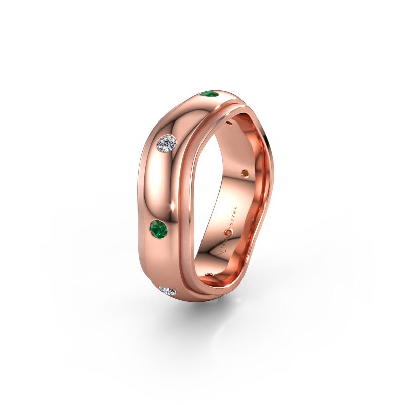 Bild av Vigselring WH2051L26DP 585 roséguld ±6 x 2,4 mm Smaragd