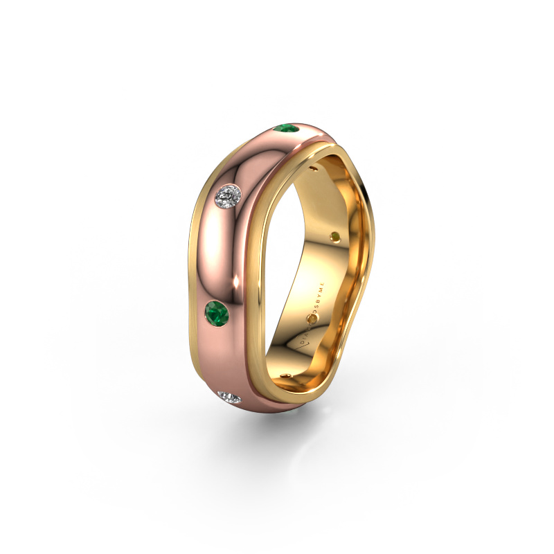 Image of Wedding ring WH2051L26DP 585 rose gold ±0.24x0.09in Emerald