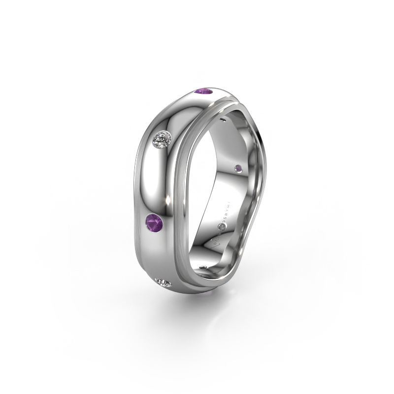 Image of Wedding ring WH2051L26DP 950 platinum ±0.24x0.09in Amethyst
