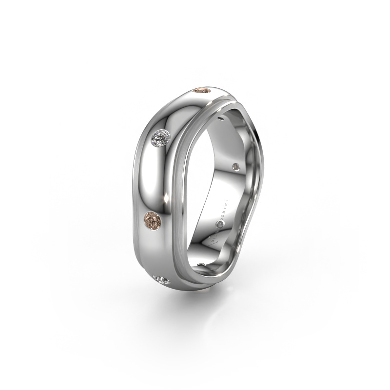 Image of Wedding ring WH2051L26DP 950 platinum ±0.24x0.09in Brown diamond