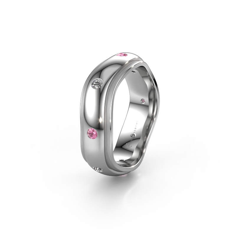 Image of Wedding ring WH2051L26DP 950 platinum ±0.24x0.09in Pink sapphire