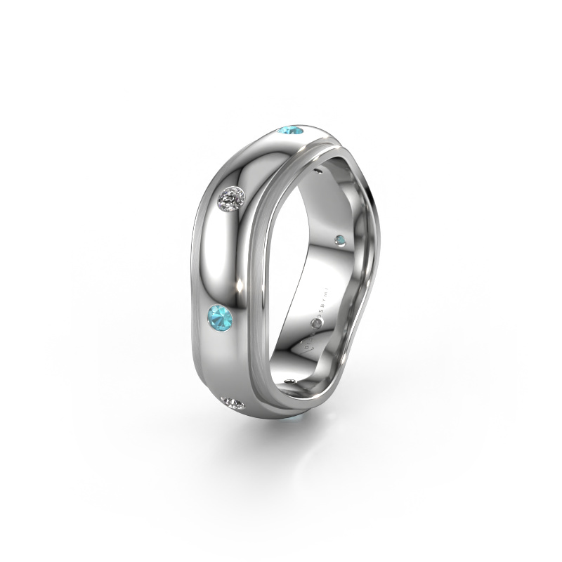 Image of Wedding ring WH2051L26DP 950 platinum ±0.24x0.09in Blue topaz