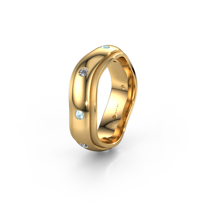Image of Wedding ring WH2051L26DP 585 gold ±0.24x0.09in Aquamarine