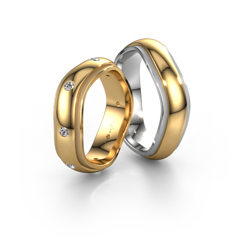 Bild von Eheringe set WH2051LM26DP ±6x2.4 mm 14 Karat Gold Diamant 0.24 crt
