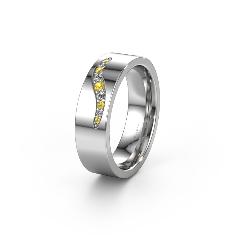 Image of Wedding ring WH2053L16BP 950 platinum ±0.24x0.08 in Yellow sapphire